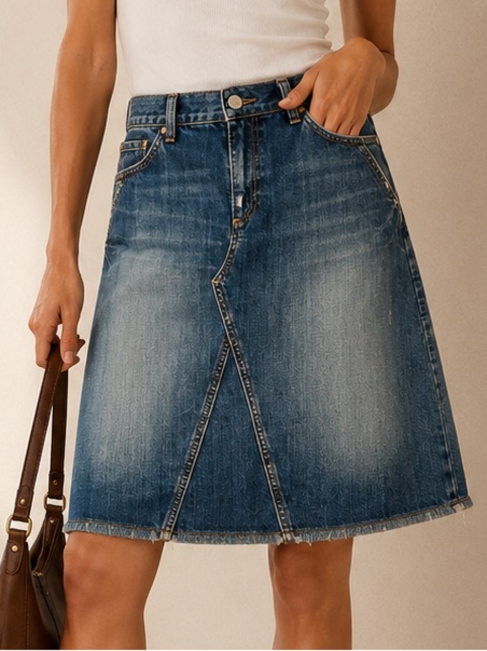 🫶 Banana Republic Y2K Distressed‎ Denim Skirt Blue A-Line Jean Skirt Size 4